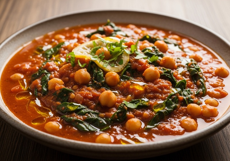 Spicy Chickpea and Spinach Stew