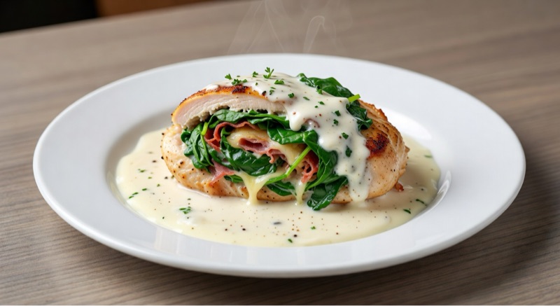 Spinach, Cheese and Prosciutto-Stuffed Chicken Breasts