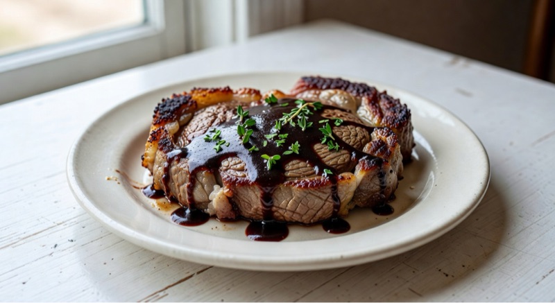Steak with Zesty Merlot Sauce